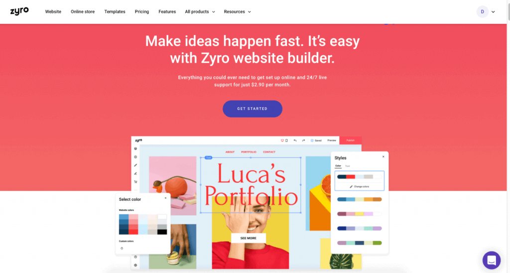 Trình tạo Web miễn phí Zyro